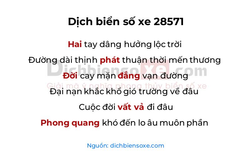 Dịch thơ biển số 28571