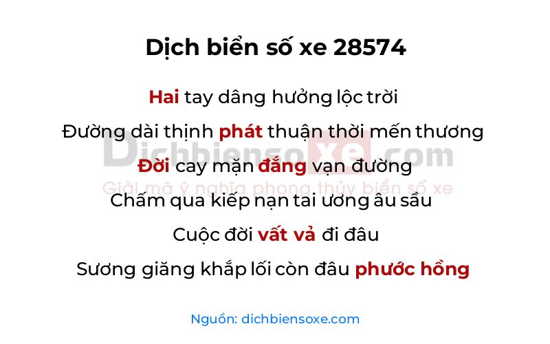 Dịch thơ biển số 28574