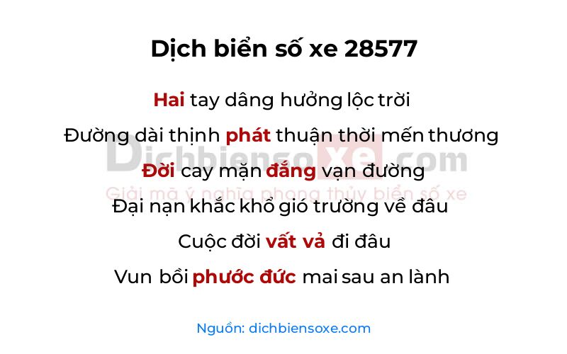 Dịch thơ biển số 28577
