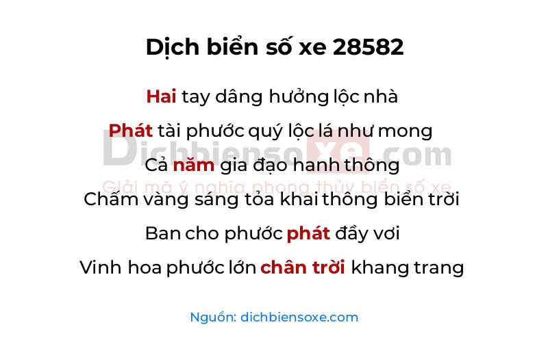 Dịch thơ biển số 28582