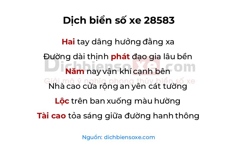 Dịch thơ biển số 28583