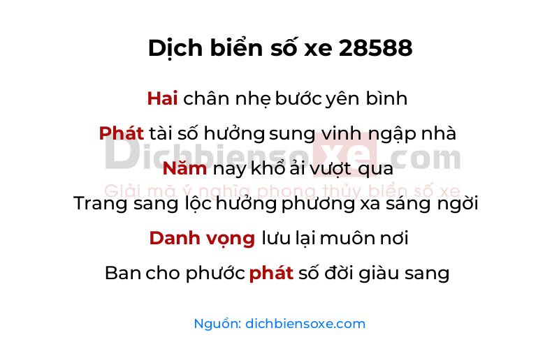 Dịch thơ biển số 28588