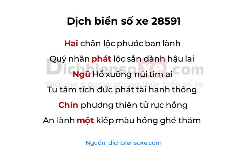Dịch thơ biển số 28591