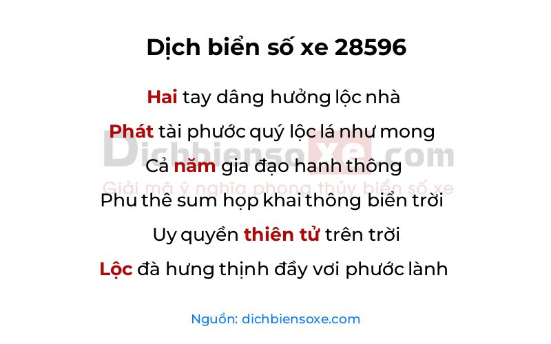 Dịch thơ biển số 28596