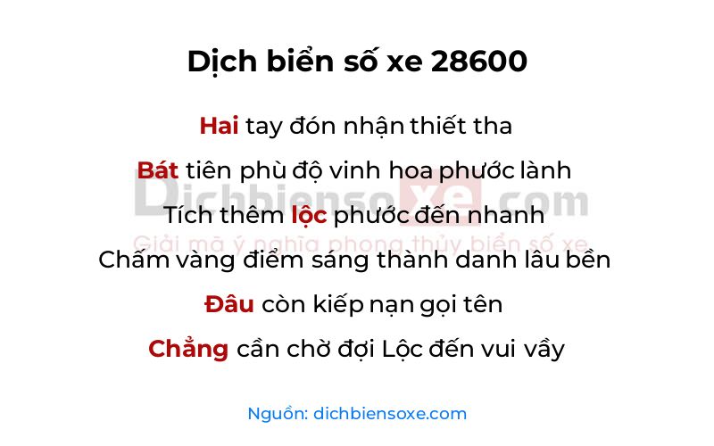 Dịch thơ biển số 28600