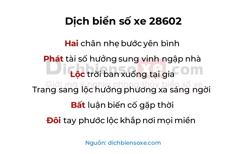 Dịch thơ biển số 28602