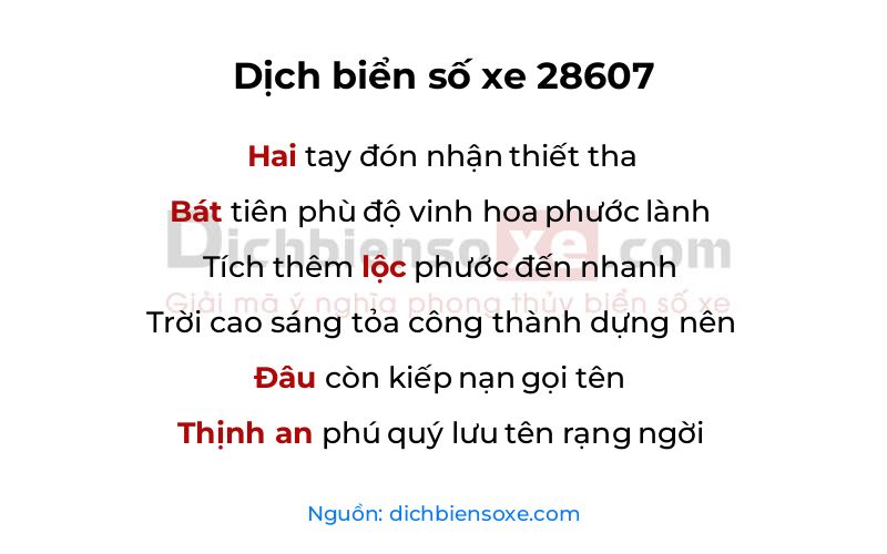 Dịch thơ biển số 28607
