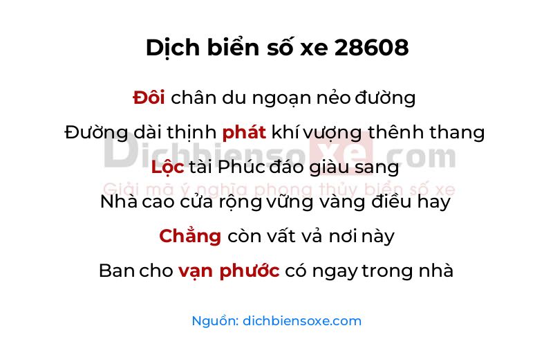 Dịch thơ biển số 28608