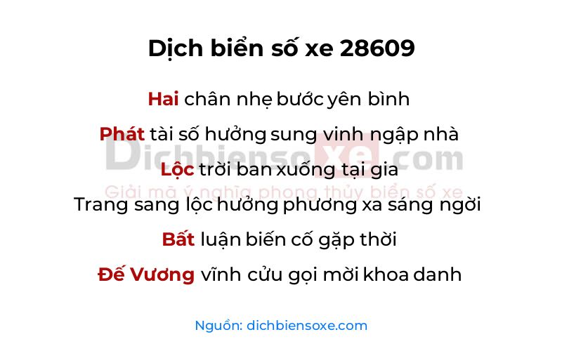 Dịch thơ biển số 28609