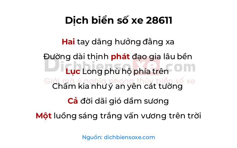 Dịch thơ biển số 28611