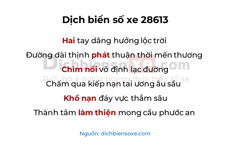 Dịch thơ biển số 28613