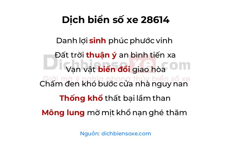 Dịch thơ biển số 28614