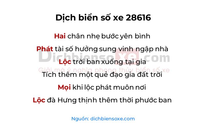 Dịch thơ biển số 28616