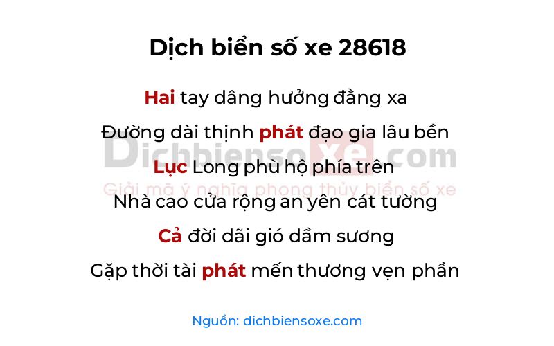 Dịch thơ biển số 28618