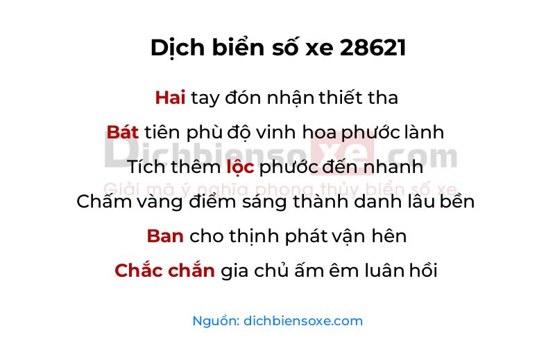 Dịch thơ biển số 28621