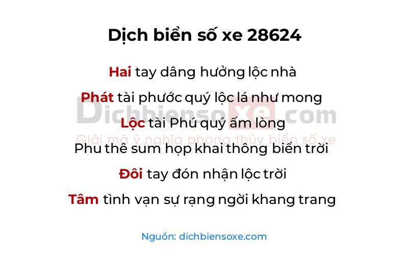 Dịch thơ biển số 28624