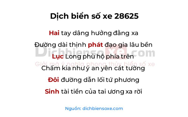 Dịch thơ biển số 28625