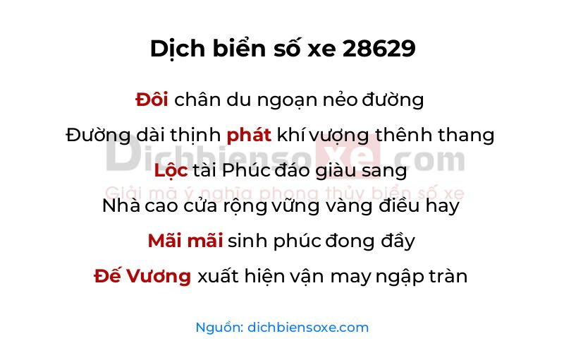 Dịch thơ biển số 28629