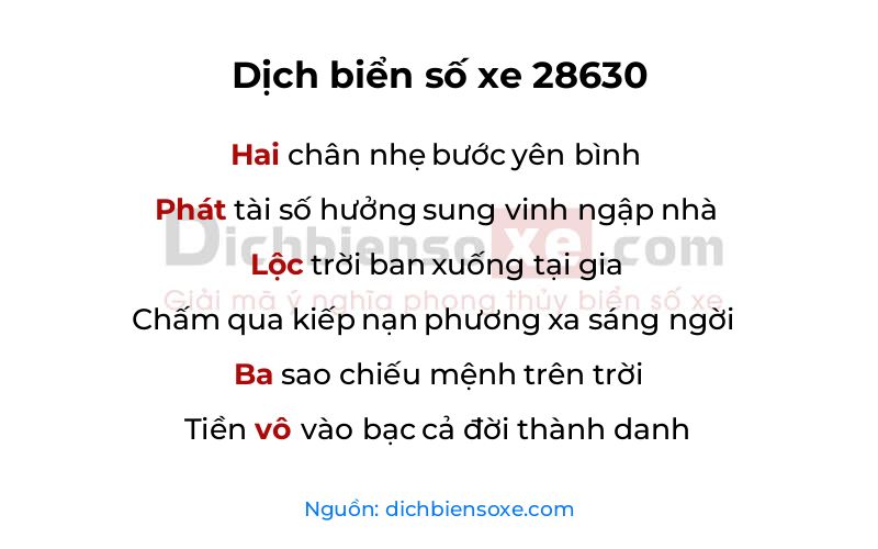 Dịch thơ biển số 28630