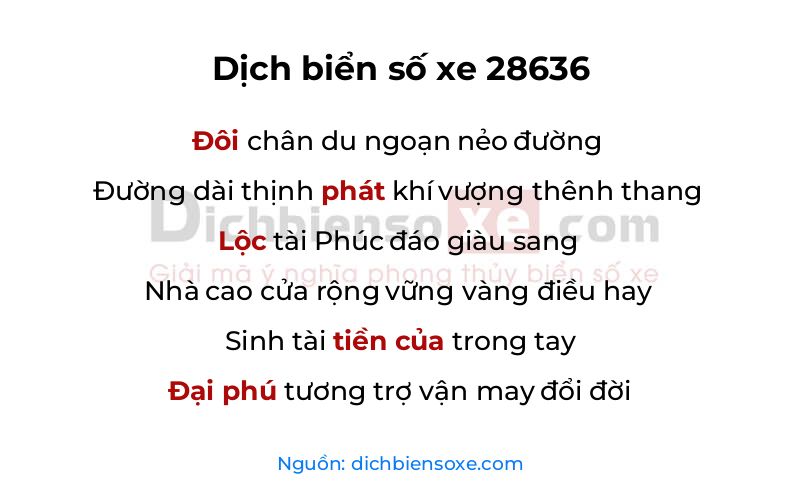 Dịch thơ biển số 28636