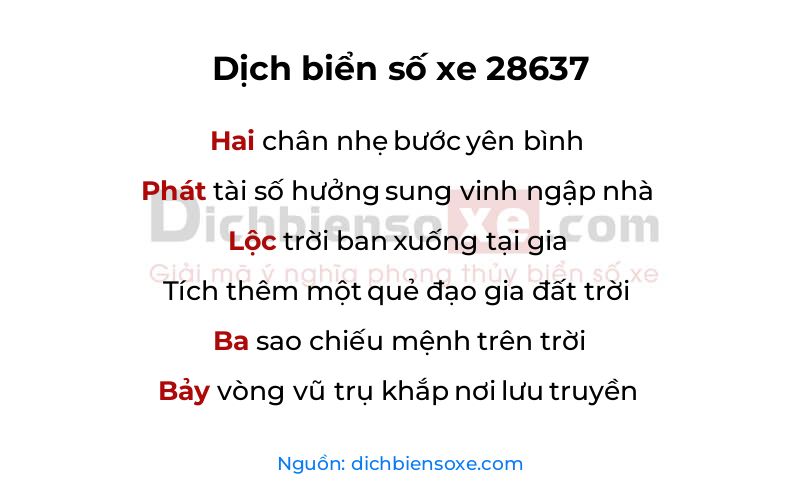 Dịch thơ biển số 28637