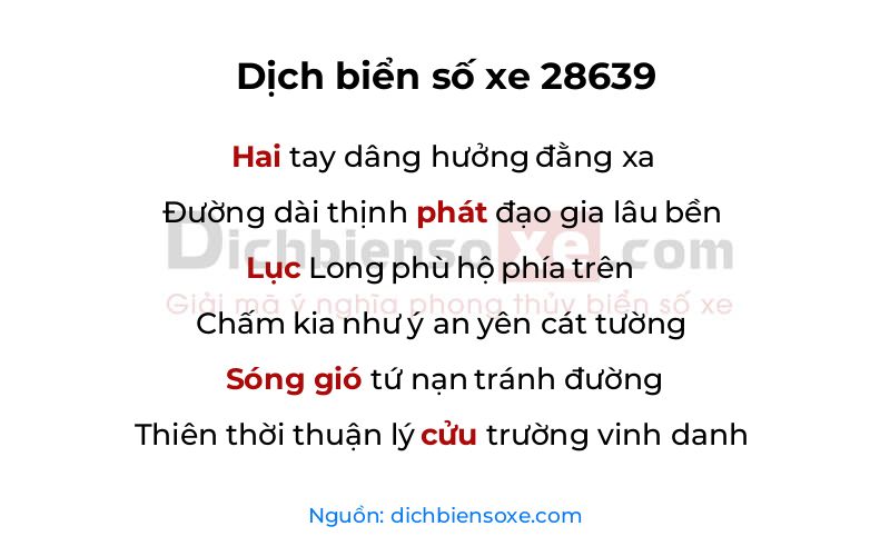 Dịch thơ biển số 28639