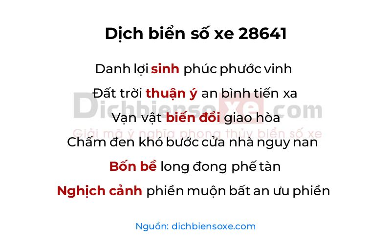 Dịch thơ biển số 28641