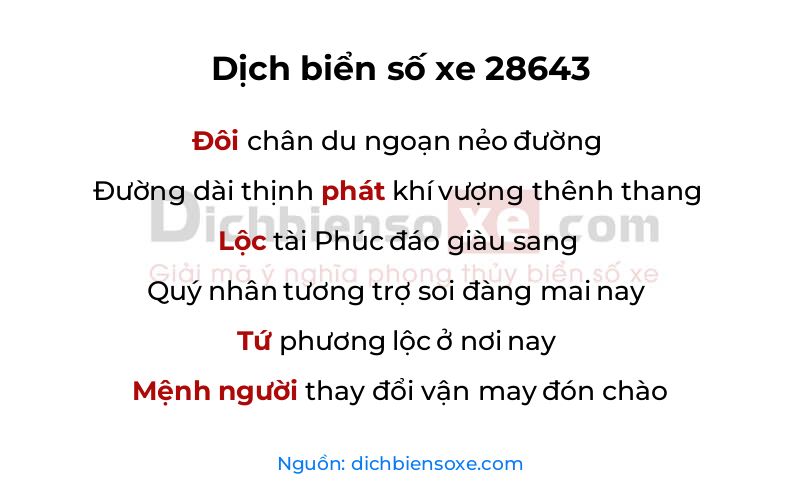 Dịch thơ biển số 28643