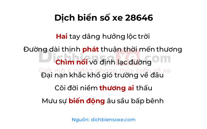 Dịch thơ biển số 28646