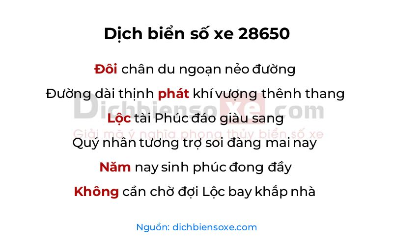 Dịch thơ biển số 28650