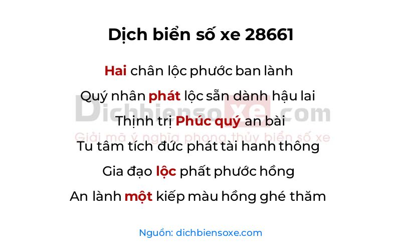 Dịch thơ biển số 28661