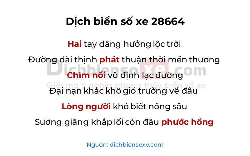Dịch thơ biển số 28664
