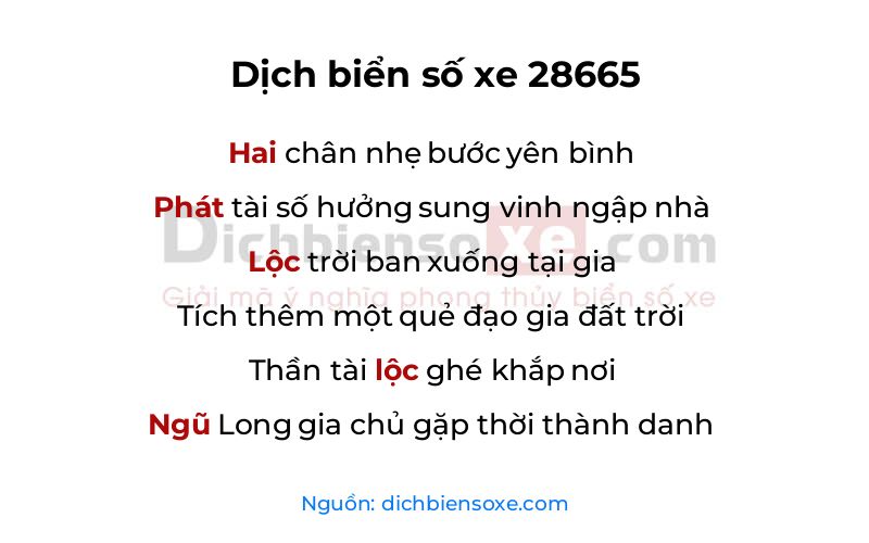 Dịch thơ biển số 28665
