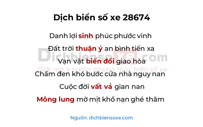 Dịch thơ biển số 28674