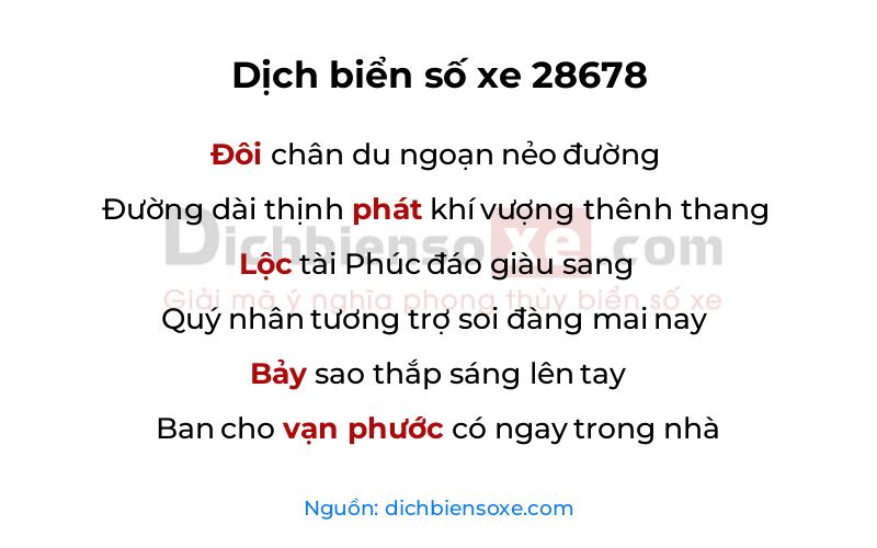 Dịch thơ biển số 28678