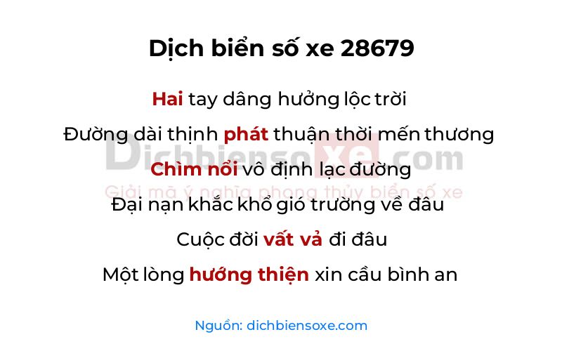 Dịch thơ biển số 28679