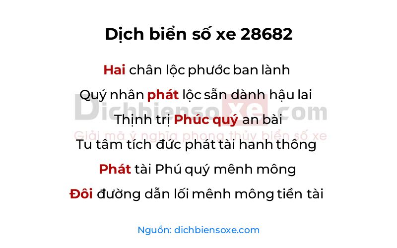 Dịch thơ biển số 28682