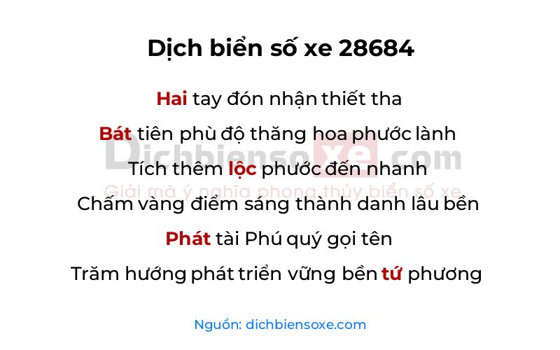 Dịch thơ biển số 28684