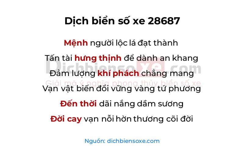 Dịch thơ biển số 28687
