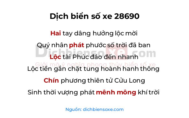 Dịch thơ biển số 28690