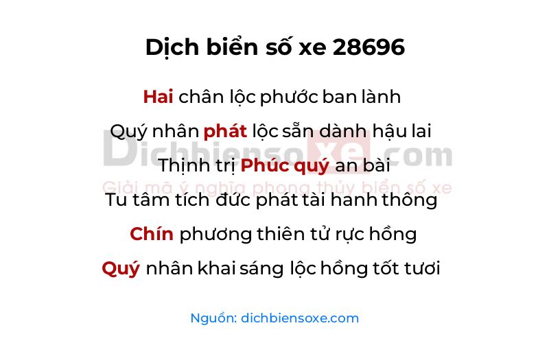 Dịch thơ biển số 28696