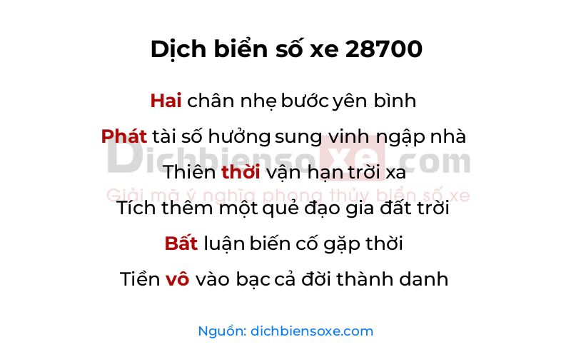Dịch thơ biển số 28700