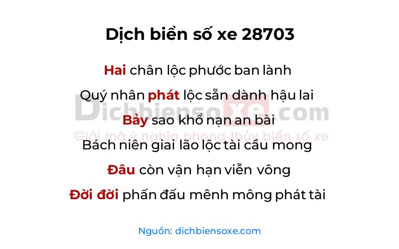 Dịch thơ biển số 28703
