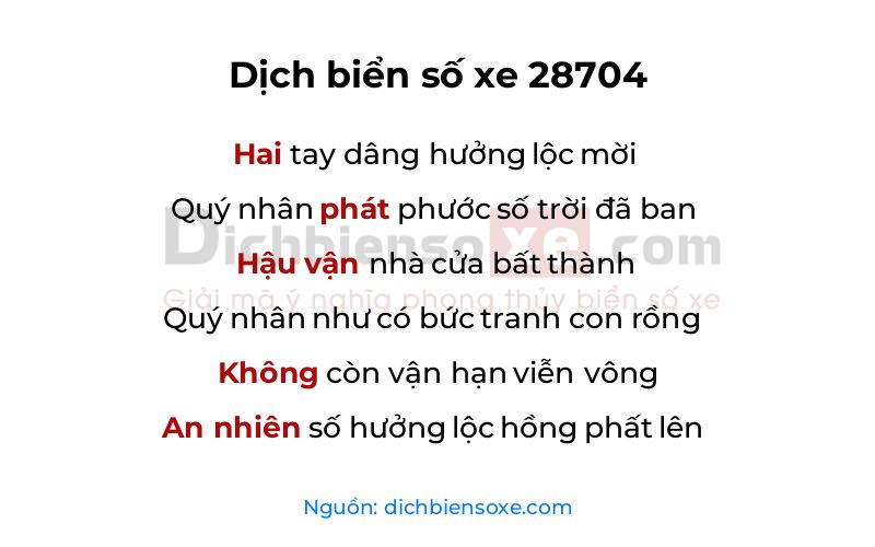 Dịch thơ biển số 28704