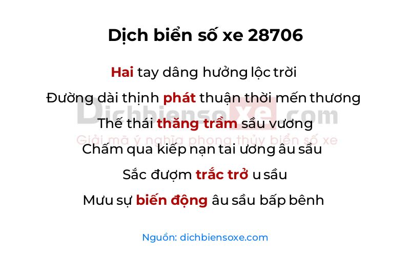 Dịch thơ biển số 28706