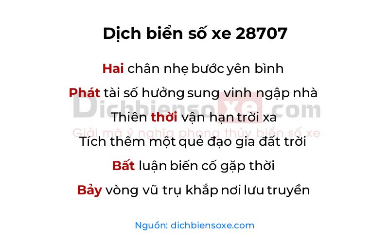 Dịch thơ biển số 28707