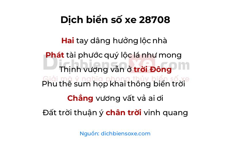 Dịch thơ biển số 28708