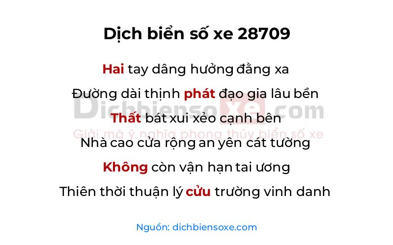 Dịch thơ biển số 28709