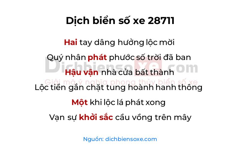Dịch thơ biển số 28711