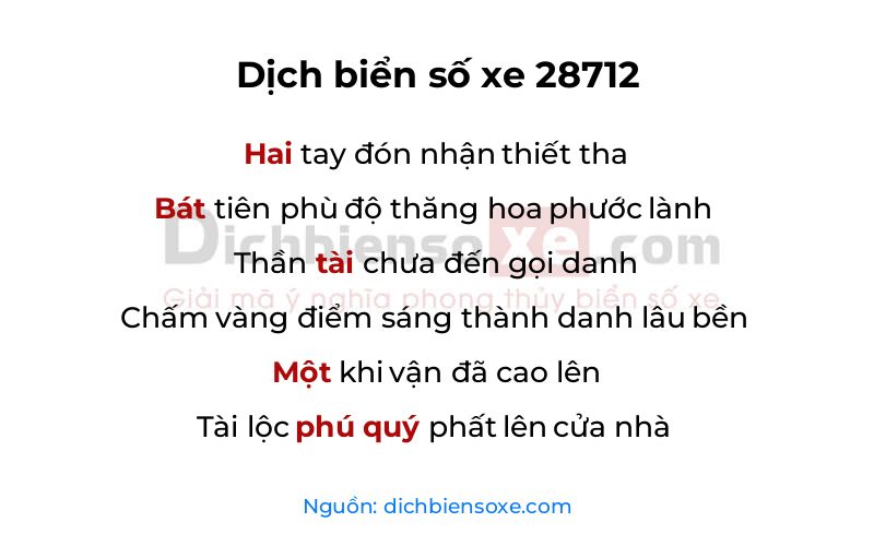 Dịch thơ biển số 28712